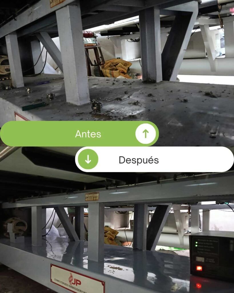 Foto cama baja mantenimiento a bordadora